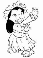 A coloring page of lilo and stitch